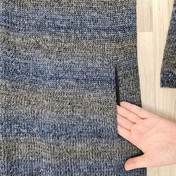 J. JILL Womens Blue Gray Knit Hooded Mid Length Open Front Wool Cardigan Small - Picture 4 of 7